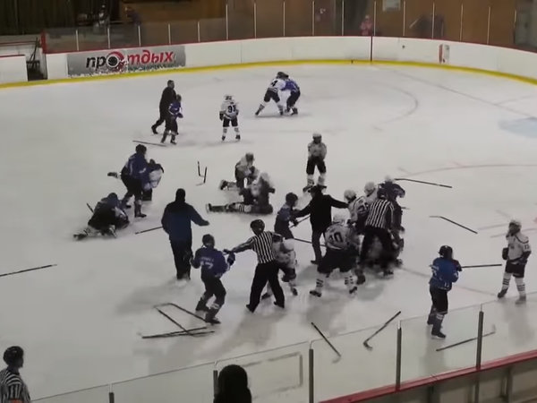 В России хоккейный матч детских команд завершился массовой потасовкой
