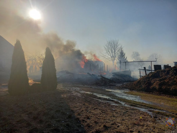 В Щучинском районе беспризорный костер повредил 3 дома и уничтожил 4 хозпостройки