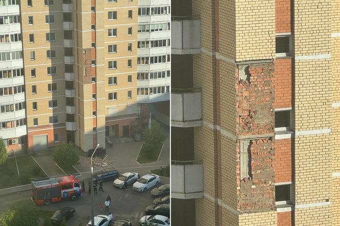 В Минске обрушился фасад жилого дома