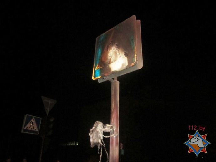 в Волковыске горел светофор