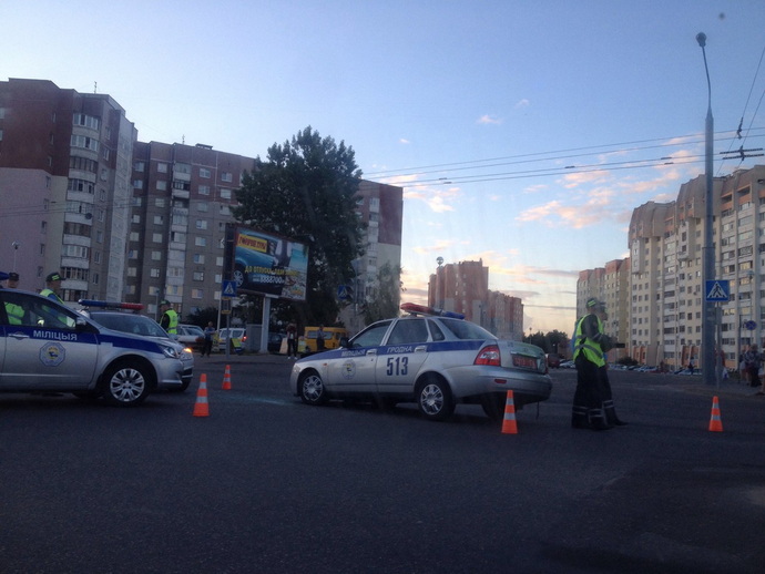 автомобили ГАИ столкнулись в Гродно