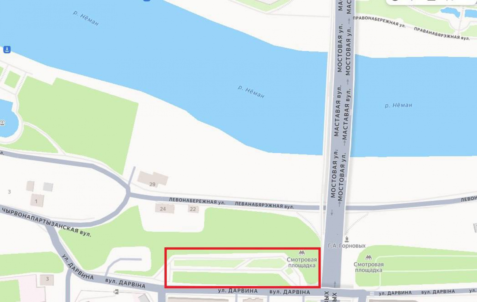 Сквер на улице Дарвина в Гродно