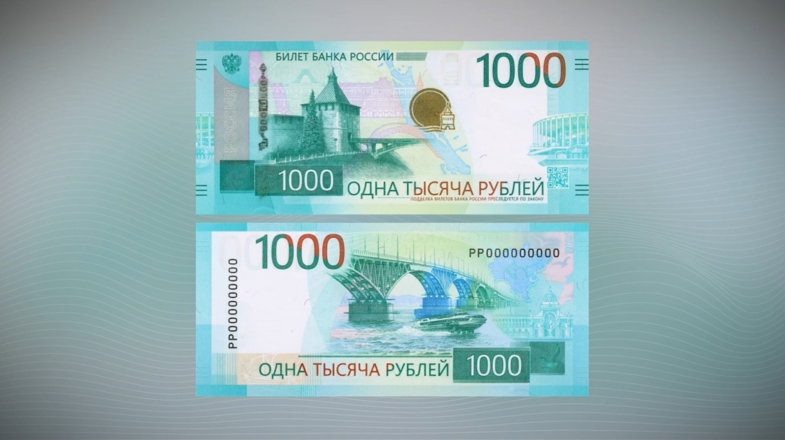 Новые банкноты 1000 российских рублей
