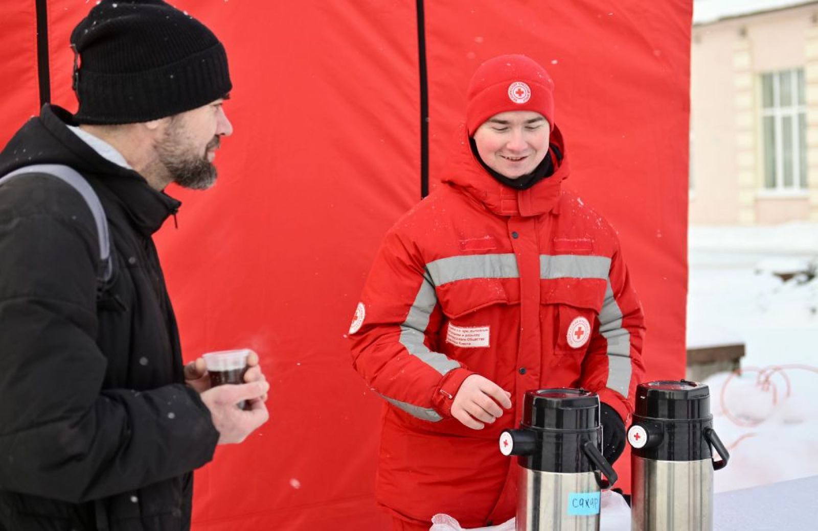 Пункт обогрева Красного креста в Беларуси