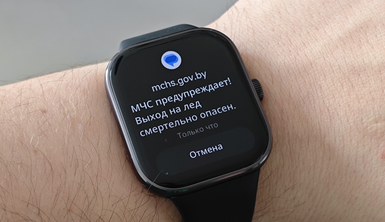 SMS от МЧС Беларуси об опасности выхода на лёд / Источник: grodno24.com